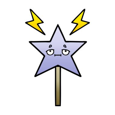 Degrade gölgeli çizgi film sihirli değnek