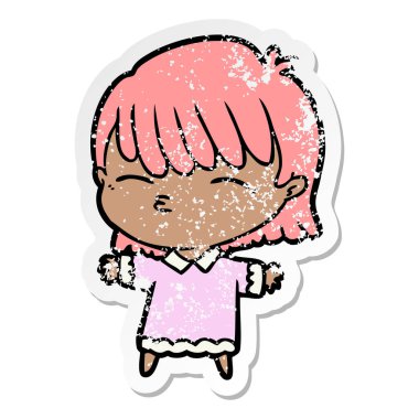 bir çizgi film kadının sıkıntılı etiket