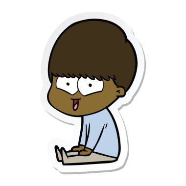 etiket bir karikatür mutlu çocuk