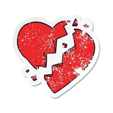 kırık kalp karikatür Retro sıkıntılı etiket