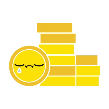 düz renk retro karikatür bir sikke