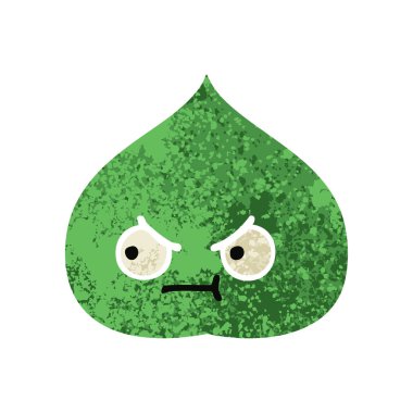 Retro illüstrasyon stil çizgi film ekspresiyon yaprak