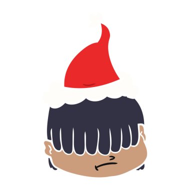 el düz renk illüstrasyon bir yüz saç ile Noel Baba şapkası giyen gözlerinin üzerine çekilmiş.