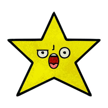 Retro grunge doku karikatür altın bir yıldız