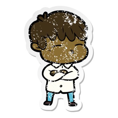 çizgi film meraklı bir çocuk sıkıntılı etiket