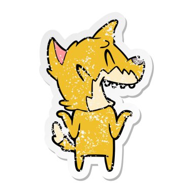 gülünecek bir tilki karikatür sıkıntılı etiket