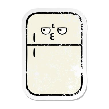 sevimli çizgi buzdolabı dondurucu sıkıntılı etiket