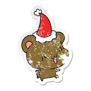 elle çizilmiş Noel sıkıntılı etiket karikatür kawaii ayı