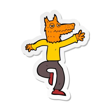 bir karikatür mutlu fox adam etiketi