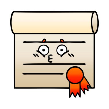 bir sertifikanın degrade gölgeli çizgi film