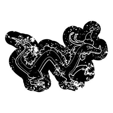 Noel Baba şapkası giyen bir ejderha ilginç karikatür sıkıntılı simgesi