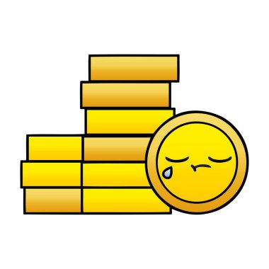 Degrade gölgeli karikatür bir sikke