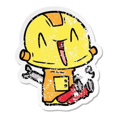 bir çizgi film robot sıkıntılı etiket