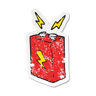 bir çizgi film pilin Retro sıkıntılı etiket