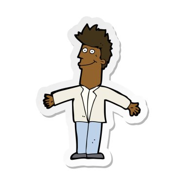 etiket karikatür mutlu bir adamın