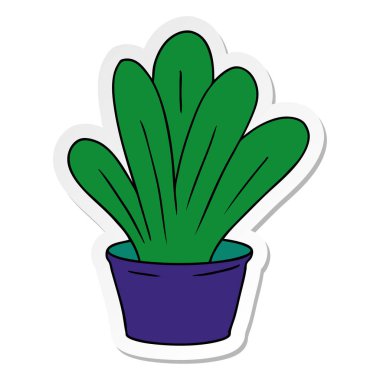 elle çizilmiş etiket karikatür doodle yeşil bir kapalı bitki