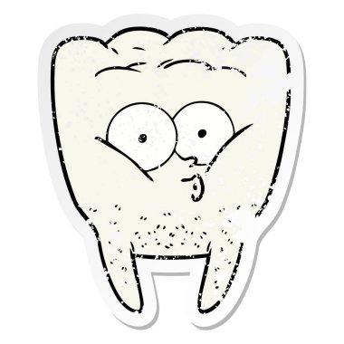 Diş ıslık bir karikatür sıkıntılı etiket