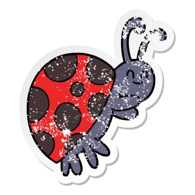 sevimli çizgi böceğinin sıkıntılı etiket