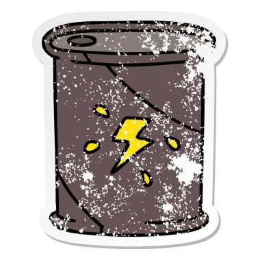 ilginç bir el sıkıntılı etiket karikatür varil yakıt çizilmiş