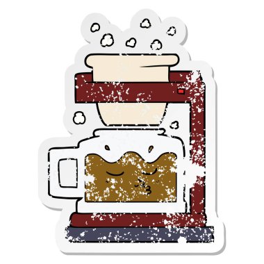 bir çizgi film kahve makinesi sıkıntılı etiket