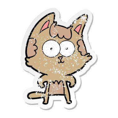 bir mutlu karikatür kedi sıkıntılı etiket