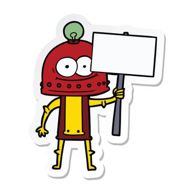 ampul ile mutlu karton robot Sticker