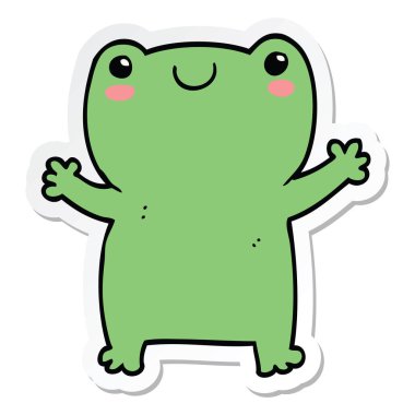 etiket sevimli çizgi kurbağa