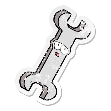 bir çizgi film somun anahtarı sıkıntılı etiket