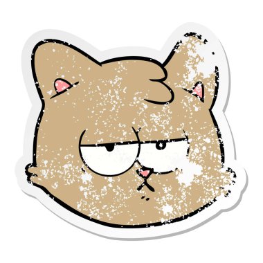 bir karikatür kedi yüz sıkıntılı etiket