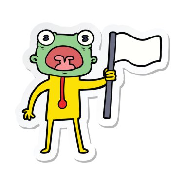 etiket bir çizgi film garip yabancı bayrak ile