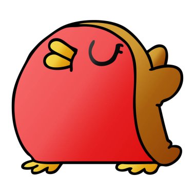 serbest el çekilmiş degrade çizgi film sevimli kawaii kırmızı robin 