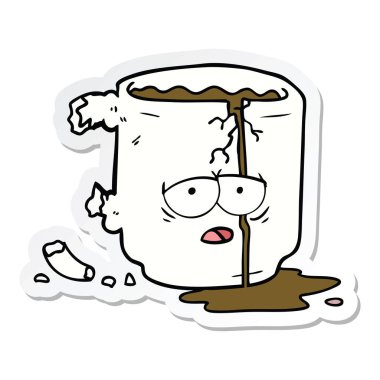 bir çizgi film kırık kupa etiket