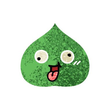 Retro illüstrasyon tarzı çizgi film ekspresiyon yaprak