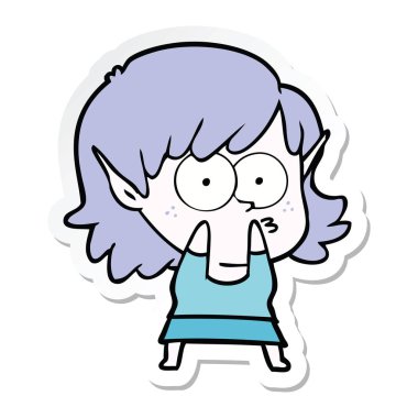 etiket bakarak bir karikatür elf kızı