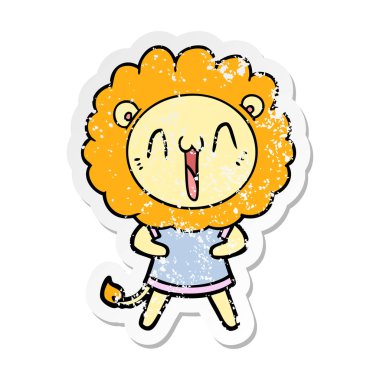 mutlu karikatür aslan sıkıntılı etiket