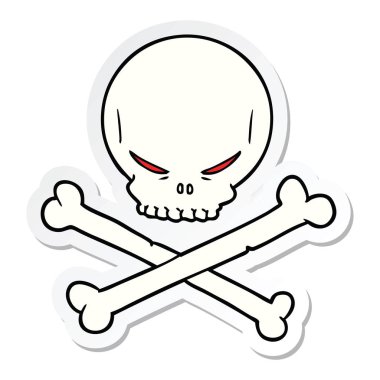 bir çizgi film kafatası ve kemiklerin etiket