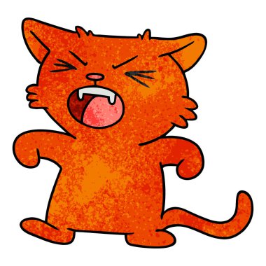 elle çizilmiş bir cırtlak kedi çizgi film doodle dokulu