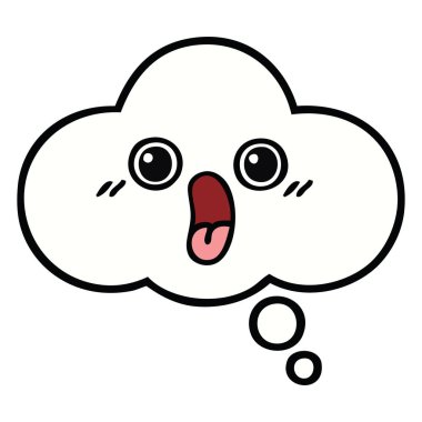 sevimli çizgi bir düşünce balonu