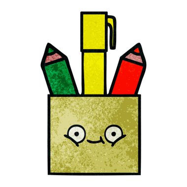 Retro grunge doku karikatür kalem pot