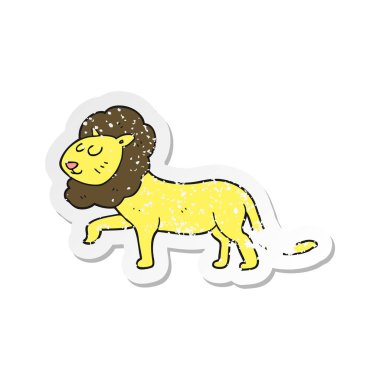 çizgi film aslan Retro sıkıntılı etiket