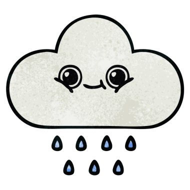 Retro grunge doku karikatür bir yağmur bulutu