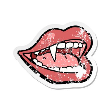 bir çizgi film vampir ağız Retro sıkıntılı etiket
