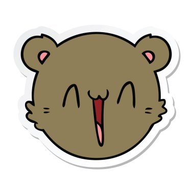 etiket bir sevimli çizgi oyuncak ayı yüz