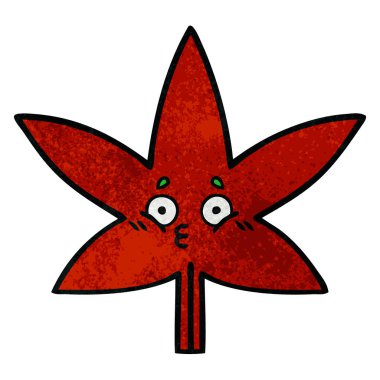 Retro grunge doku çizgi film sonbahar yaprak