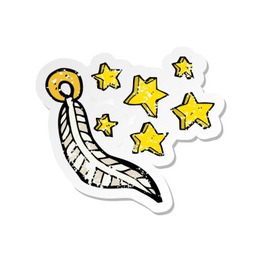 çizgi film Şanslı Uğur kuş tüyü Retro sıkıntılı etiket