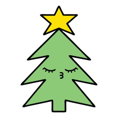 sevimli çizgi bir Noel ağacı