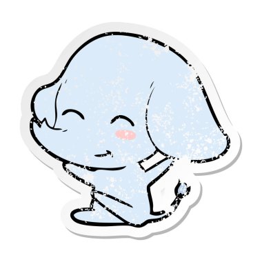 sevimli çizgi fil sıkıntılı etiket