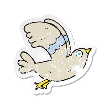 bir karikatür kuş Retro sıkıntılı etiket