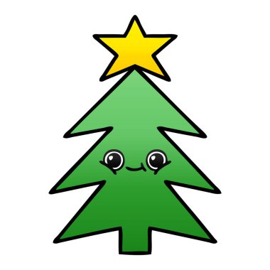 bir Noel ağacı degrade gölgeli karikatür