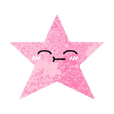 Retro illüstrasyon tarzı çizgi film yıldız balık